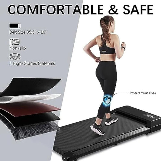 Walking Pad 2 in 1 Under Desk Treadmill, 2.5HP Low Noise Walking Pad Running Jogging Machine with Remote Control Home Office